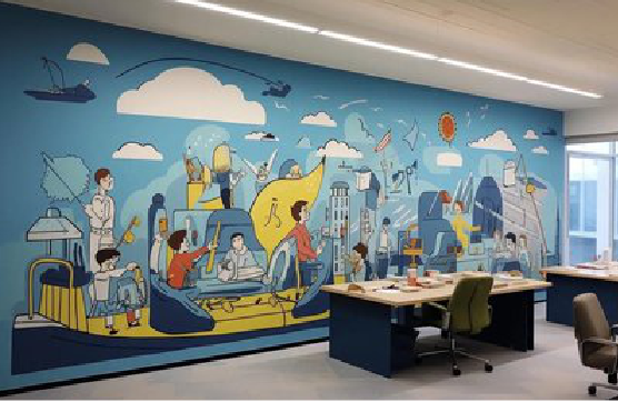 宝丰办公室墙绘的特点。